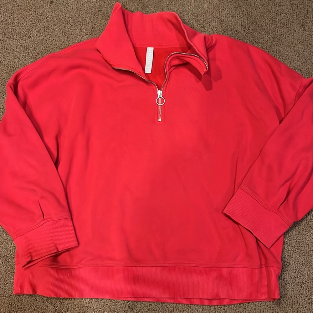 ATHLETA WOMEN'S RED 1/4‎ ZIP FUNNEL NECK COZY CARMA SWEATSHIRT xl
